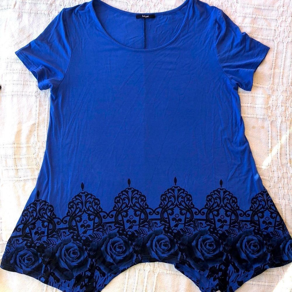 𝅺nwot Womens XL Laksmi Short Sleeve Tunic Blouse